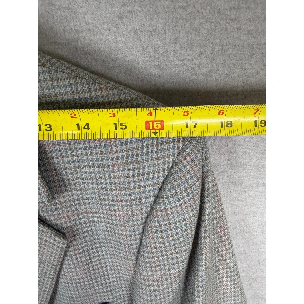 Vintage Bespoke‎ Mens Pure Wool Blazer Blue Grey Check Sport Coat Houndstooth